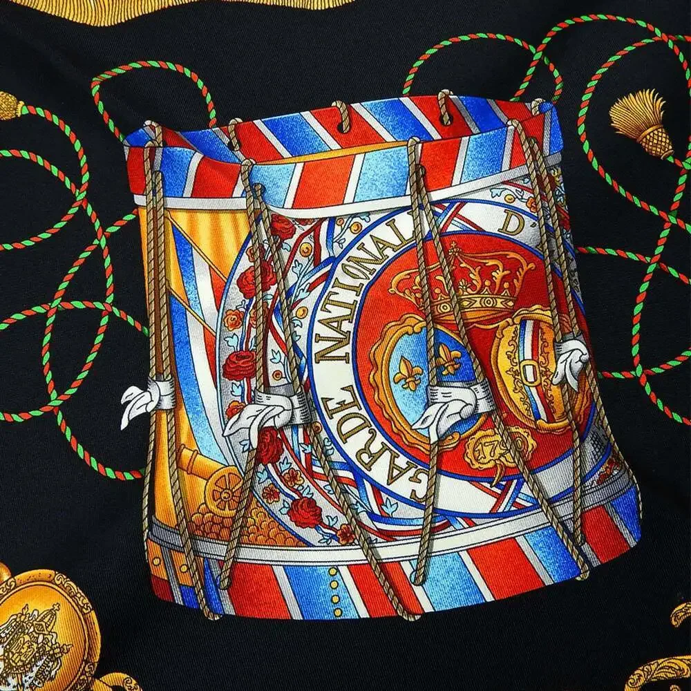 HERMES Black Silk Scarf